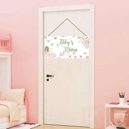 Personalized Sign Lovely Flowers Themed Girls Room Decor, Love Heart Sign, Custom Name Wall Decor Decorative Plate for Kids Room
