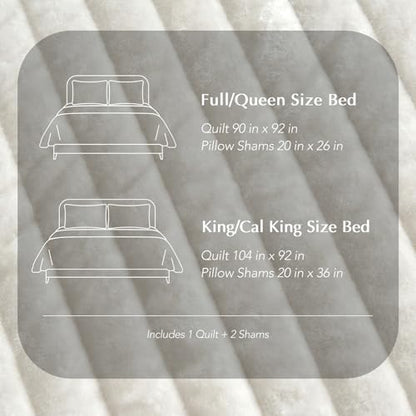 Stripe Channel Luxury Velvet Quilt Set King Size
