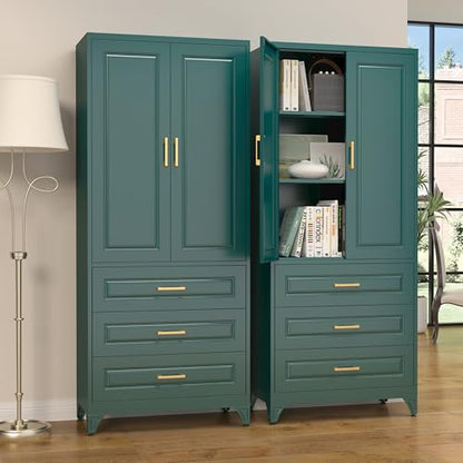75" Metal Storage Cabinet with Doors and 2 Adjustable Shelves