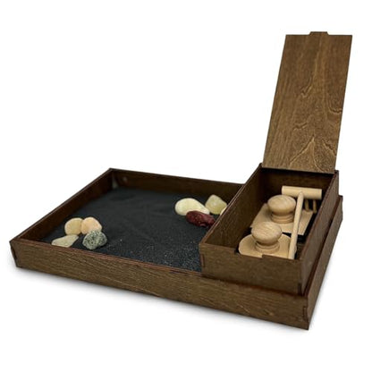 Wooden Zen Garden with Accessories Box
