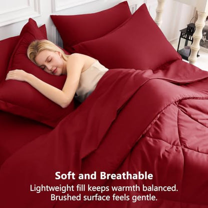 King Size Comforter Set Dark Red
