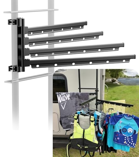 Aluminum RV Clothes Drying Rack Ladder Mounted