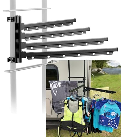 Aluminum RV Clothes Drying Rack Ladder Mounted