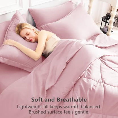 Twin Comforter Set with Sheets Pink