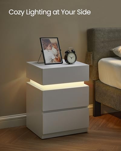 White Nightstands with LED Lights (2 Count)