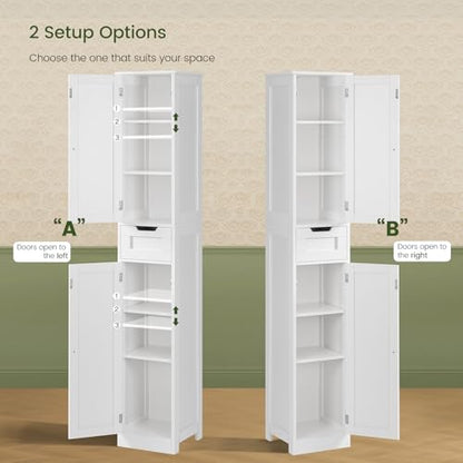 66.9" Tall Bathroom Storage Cabinet with 2 Doors & 1 Drawer