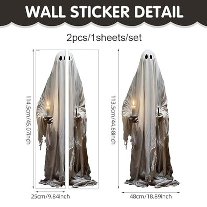 Halloween Window Clings for Glass 2 Sheets Ghost Window Decals Spooky Window Stickers Reusable Windows Cling for Halloween Fall Party Supplies Home School Office Glass Decorations (2 Count)