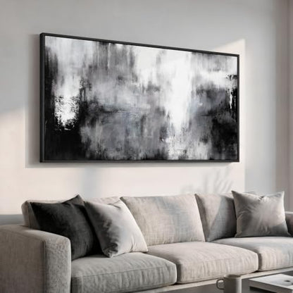 Large Framed Black and White Abstract Wall Art for Living Room