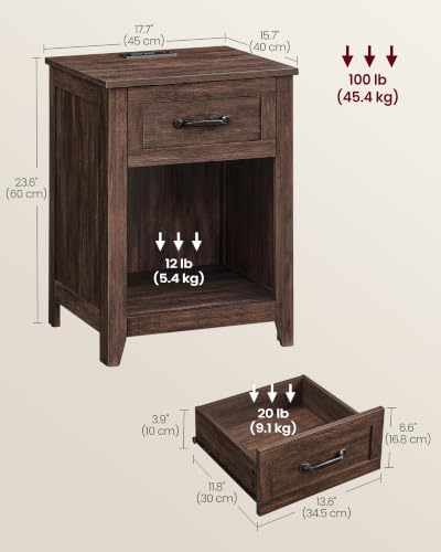 Farmhouse Nightstand with Charging Station