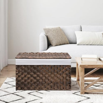 Large Wicker Storage Basket with Lid