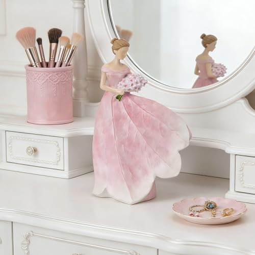 Pink Leaf Angel Girls Fairy Statue Collection Home Decoration