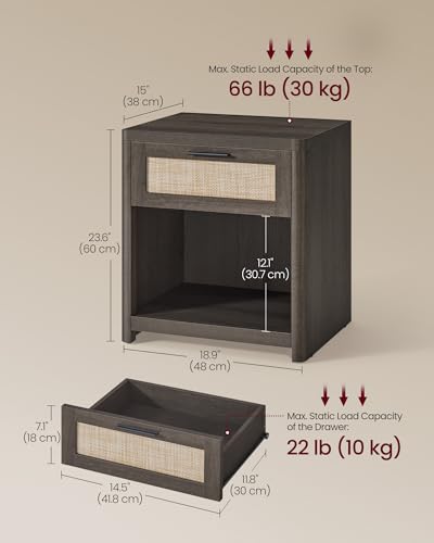 Set of 2 Boho Nightstands with Rattan (2 Count)