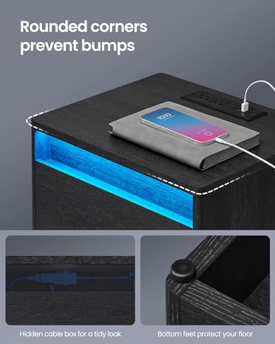 LED Nightstand with Charging Station