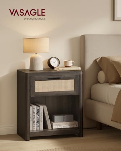 Set of 2 Boho Nightstands with Rattan (2 Count)
