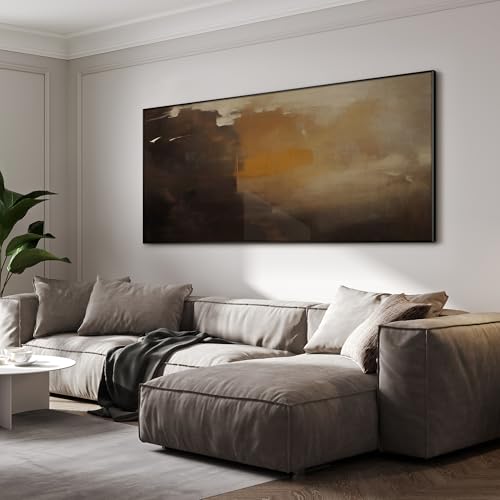 24"x46" Extra Large Framed Wall Art Abstract Dark Horizon Moody Landscape Illustration for Home Living Room Bedroom Decor