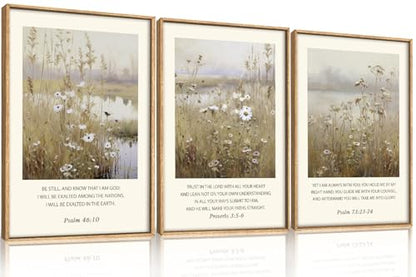 Vintage Christian Bible Verses Framed Canvas Wall Art