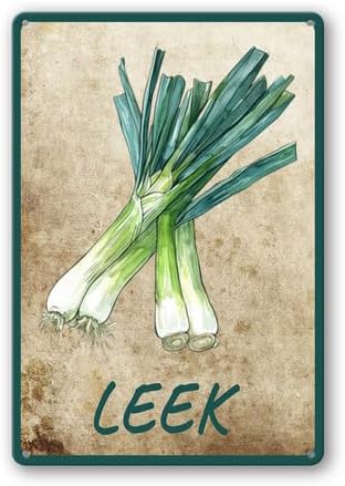 Vegetables Metal Sign Vintage Decor Leek Sign Farm Wall Decor Sturdy Rust Waterproof Aluminum Signs for Outdoor Yard Garden Easy to Install 12x16inch