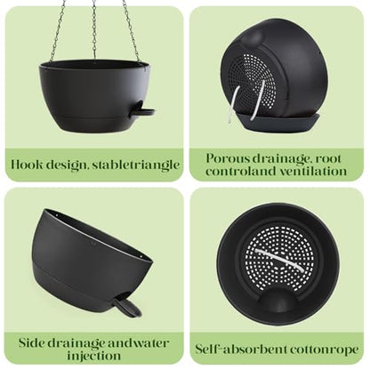 2 Pack 10 Inch Self Watering Hanging Planters for Indoor Plants (2 Count)