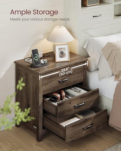 Farmhouse Nightstand with Charging Station (2 Count)