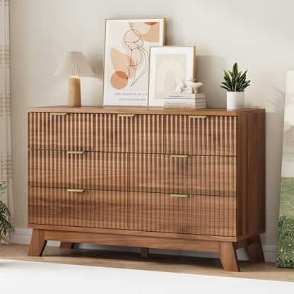 Fluted Dresser for Bedroom with 7 Drawers