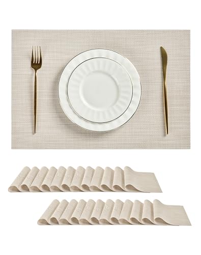 Beige White Placemats Set of 24 (24 Count)