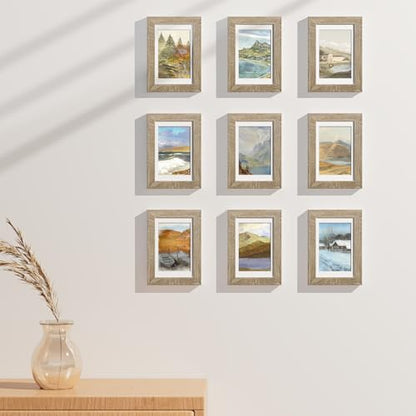 4x6 Picture Frames Set of 9 for Wall Mount & Tabletop (9 Count)