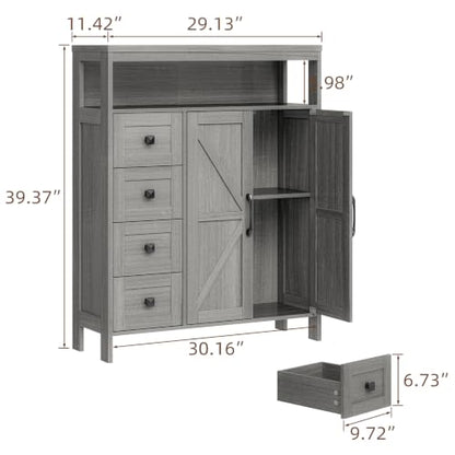 Farmhouse Storage Cabinet with 2 Doors and 4 Drawers