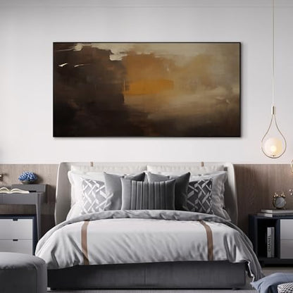 24"x46" Extra Large Framed Wall Art Abstract Dark Horizon Moody Landscape Illustration for Home Living Room Bedroom Decor