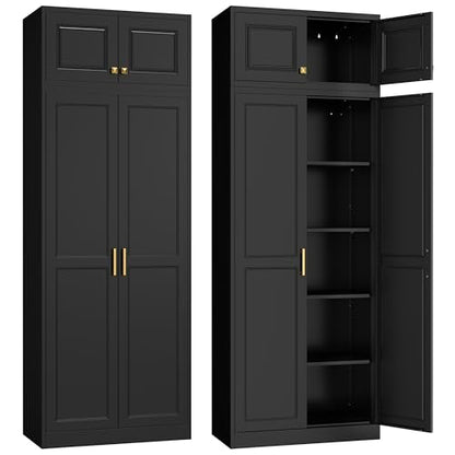 86"Metal Pantry Storage Cabinet with Doors & 4 Adjustable Shelves