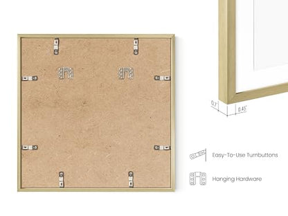 16x16 Gold Metal Picture Frames Matted to 12x12 (4 Count)