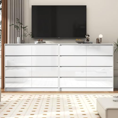 White Malm High Gloss Dresser for Bedroom