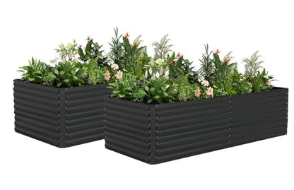 8x4x3ft Outdoor Metal Raised Garden Bed (2 Count)