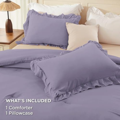 Grayish Purple Twin Size Ruffle Comforter Set
