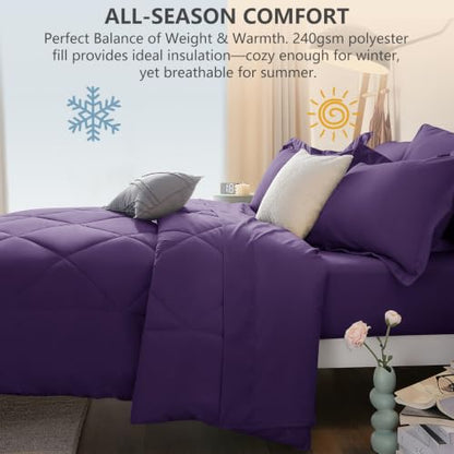 Queen Comforter Set with Sheets Purple