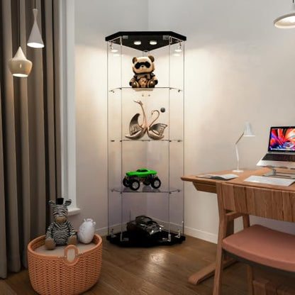 Corner Glass Display Cabinet with LED