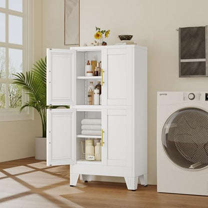 47” White Metal Bathroom Storage Cabinet