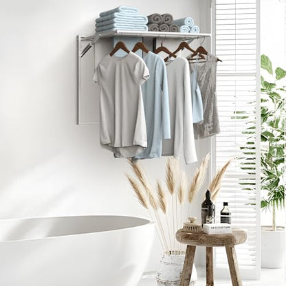 2 Pcs Wall Mount Clothes Drying Rack 26 X 31.5 Laundry Room Organizer Laundry Drying Rack Foldable Stainless Steel Drying Rack Clothing Space Saver Laundry Rack for Hanging Clothes Sock Towel (2 Count)