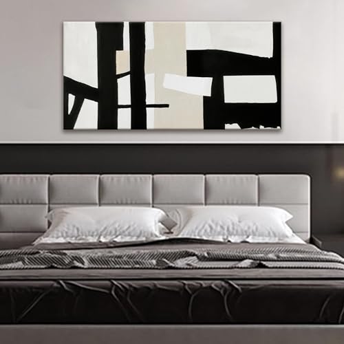 Canvas Art Wall Decor Black White Abstract Wall Art For Living Room Modern Canvas Prints Pictures Black And Grey White Wall Art For Bedroom Hotel Home Wall Decor 24 x 48 Inch
