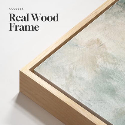 Large Framed Horizontal Sage Green Abstract Wall Art
