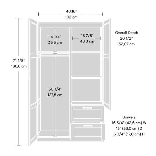 Select Multipurpose Bedroom Armoire Wardrobe Closet Pantry Storage Cabinet with Storage Drawers and Hanging Rail