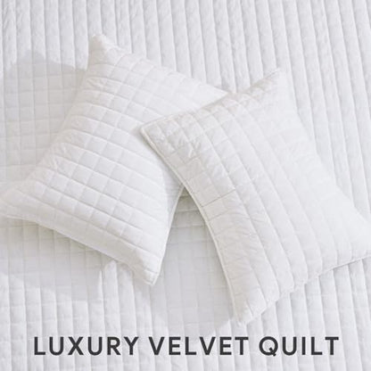Channel Box Stitch Velvet Quilt Set
