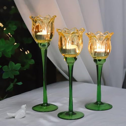 Gold Tulips Candle Holders Set of 3