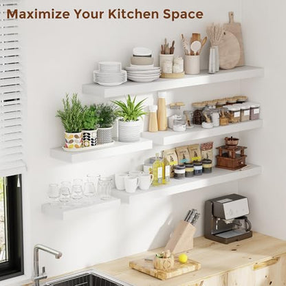 48 Inch Floating Shelves for Wall 8 Inch Deep White Shelves Set of 2 (2 Count)