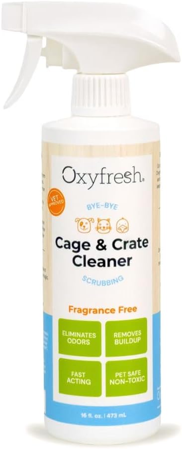 Oxyfresh Premium Crate & Cage Cleaner – Professional Dog Crate & Small Animal & Bird Cage Odor Eliminator – Quickly Cleans, Removes Poop & Deodorizes Pet Odors – Safe & Bleach Free