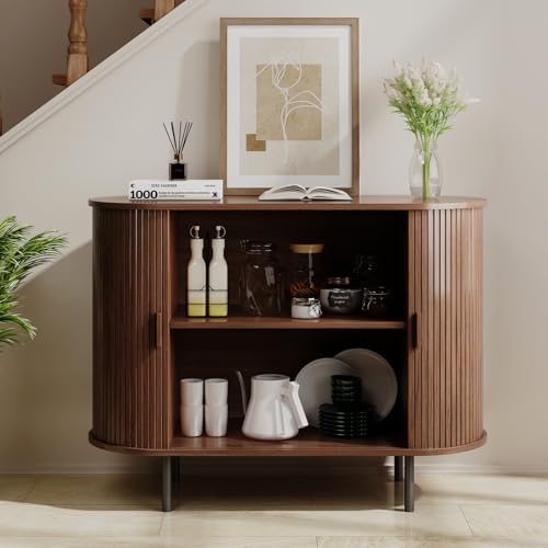 40" Fluted Buffet Sideboard Cabinet with Sliding Door