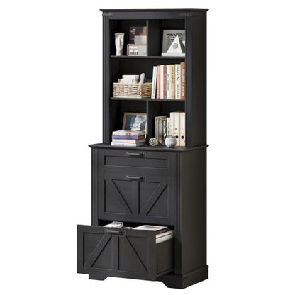 Farmhouse Bookshelf with 3 Large Drawers