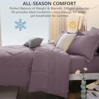 Oversized Queen Comforter Set Dusty Purple
