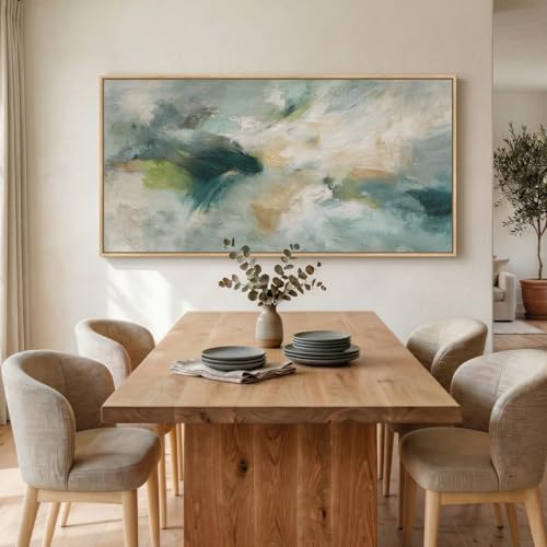 Extra Large Framed Sage Green Abstract Wall Art for Living Room