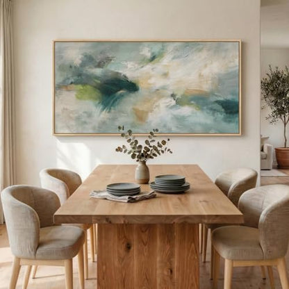 Extra Large Framed Sage Green Abstract Wall Art for Living Room