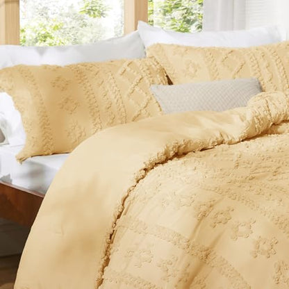 Tufted Boho Comforter Set Queen Size